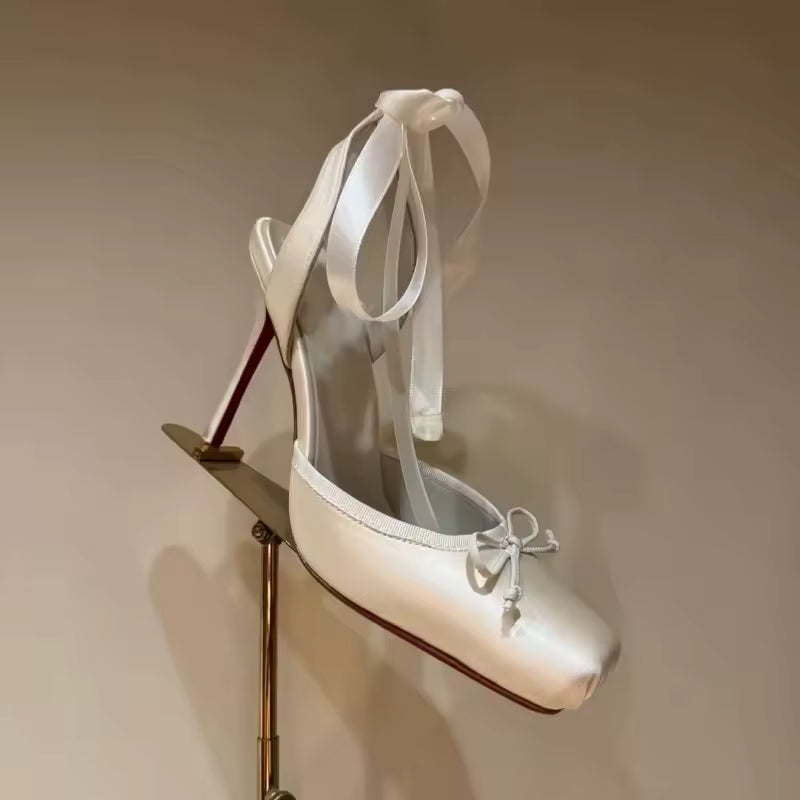 Design High Quality Square Satin Ankle Straps High-Heeled