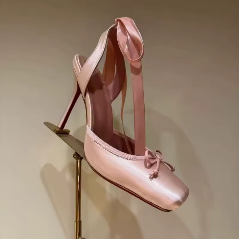Design High Quality Square Satin Ankle Straps High-Heeled