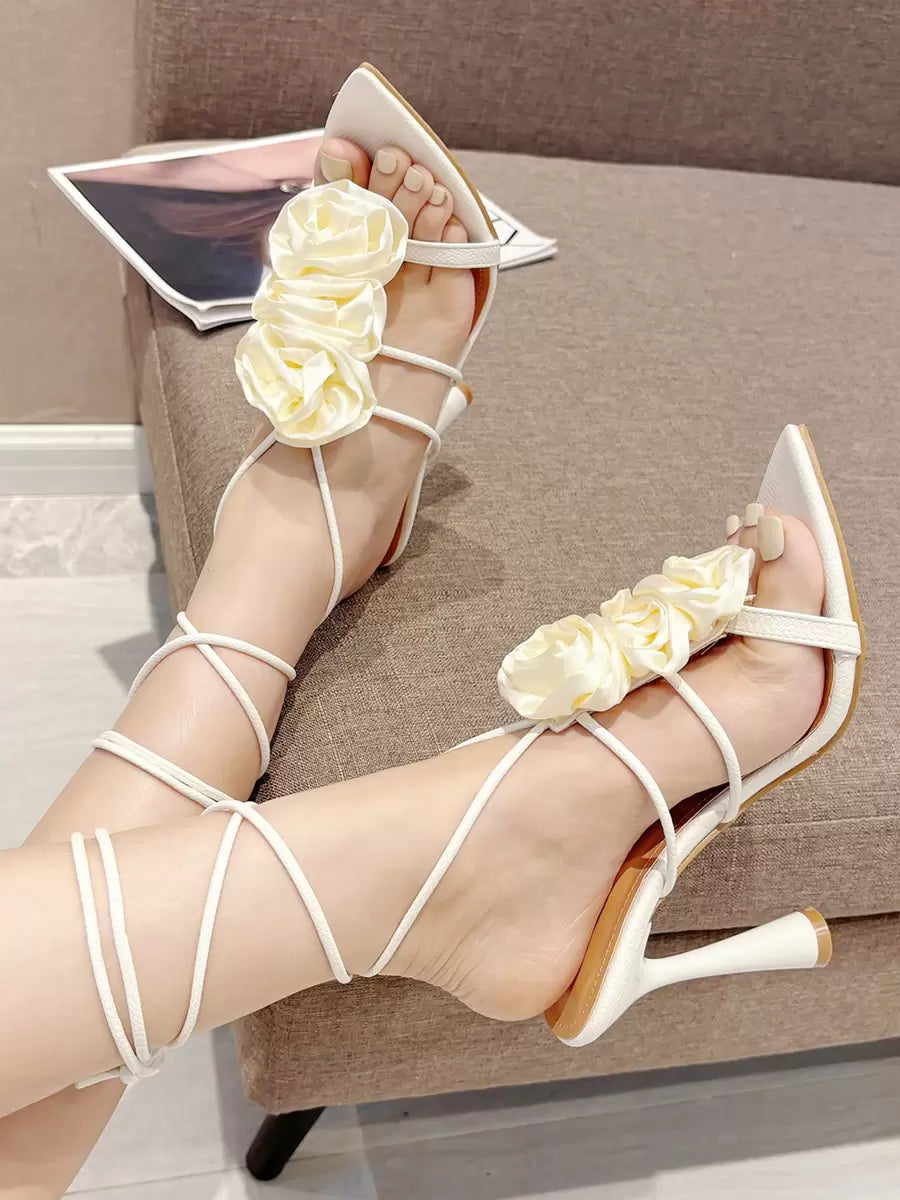 Luxury PU Leather Pointed Toe Cone Heel