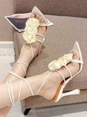 Luxury PU Leather Pointed Toe Cone Heel