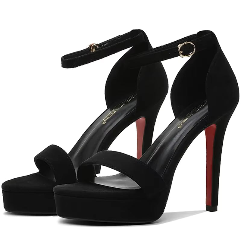 Platform Suede Strappy Shallow Catwalk Fetish Stiletto Heels