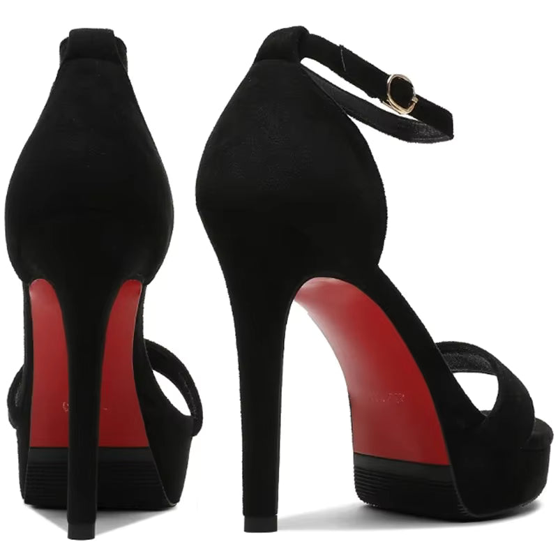 Platform Suede Strappy Shallow Catwalk Fetish Stiletto Heels