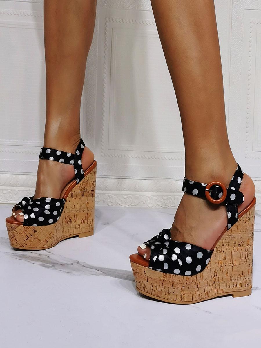 Luxury Polka Dots Platform Wedge Sandals