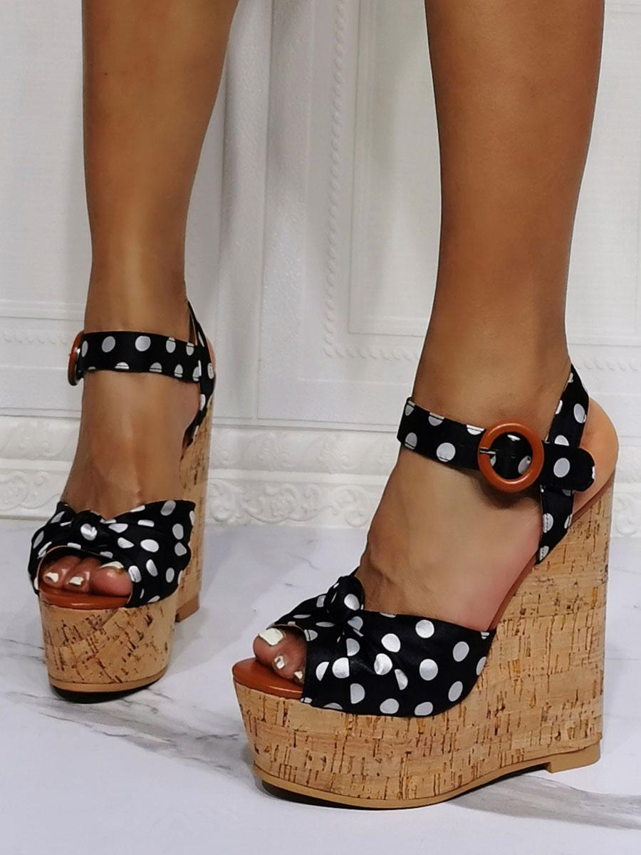 Luxury Polka Dots Platform Wedge Sandals