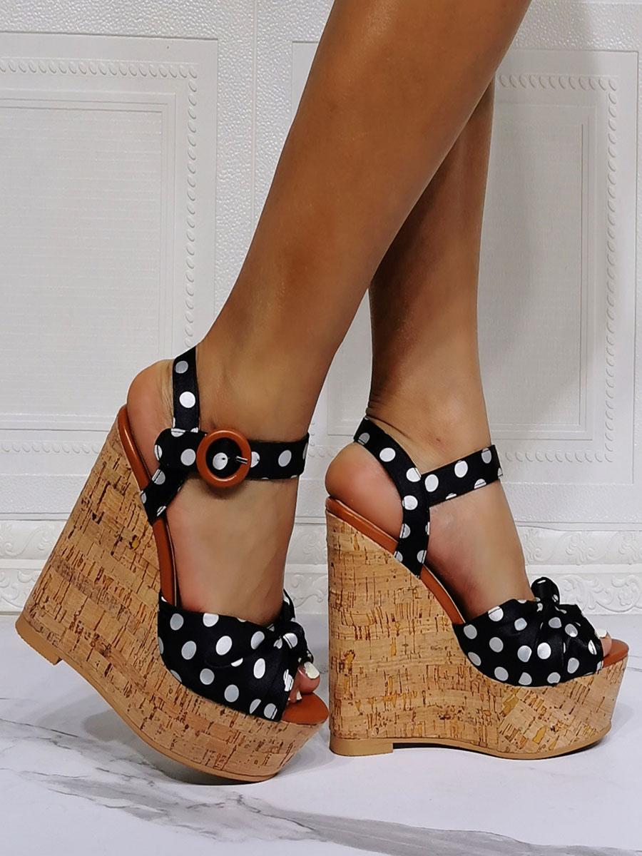 Luxury Polka Dots Platform Wedge Sandals