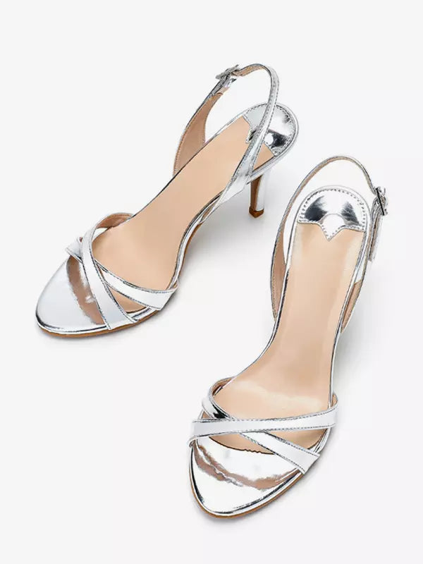 Polyurethane Open Toe Stiletto Heel High Heel Pumps