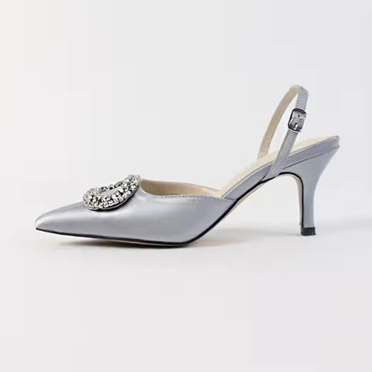 Rhinestone Buckle Strap Stiletto Pointed High Heel Pumps