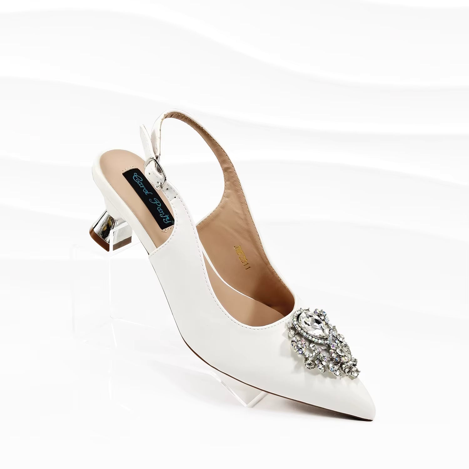 Luxury Rhinestone High Heels for Party Wedding Pointed Toe Shoe Bag Set