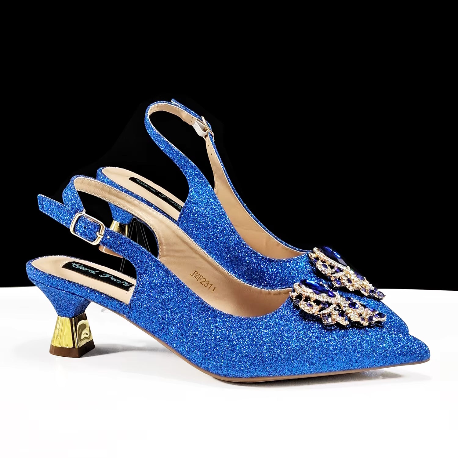 Luxury Rhinestone High Heels for Party Wedding Pointed Toe Shoe Bag Set