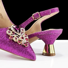 Luxury Rhinestone High Heels for Party Wedding Pointed Toe Shoe Bag Set