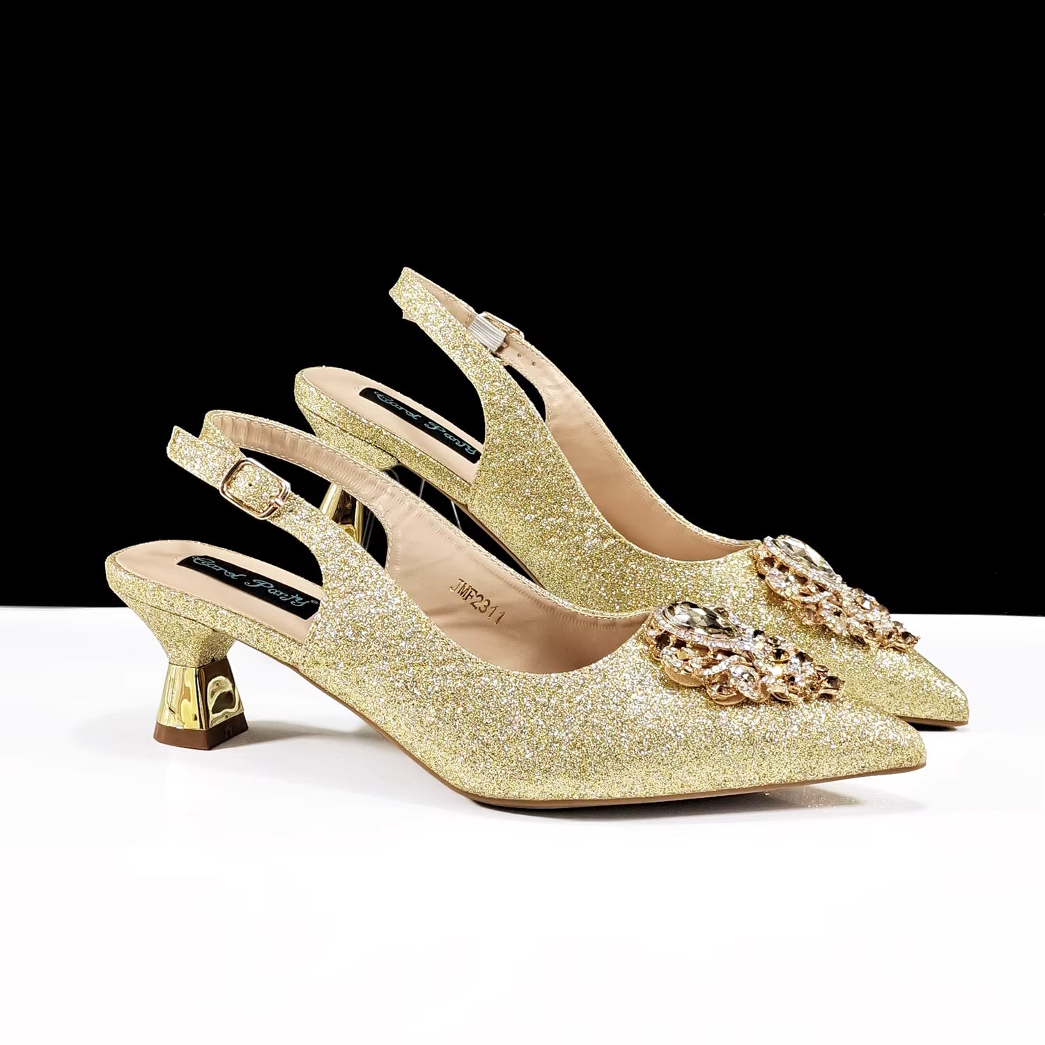 Luxury Rhinestone High Heels for Party Wedding Pointed Toe Shoe Bag Set