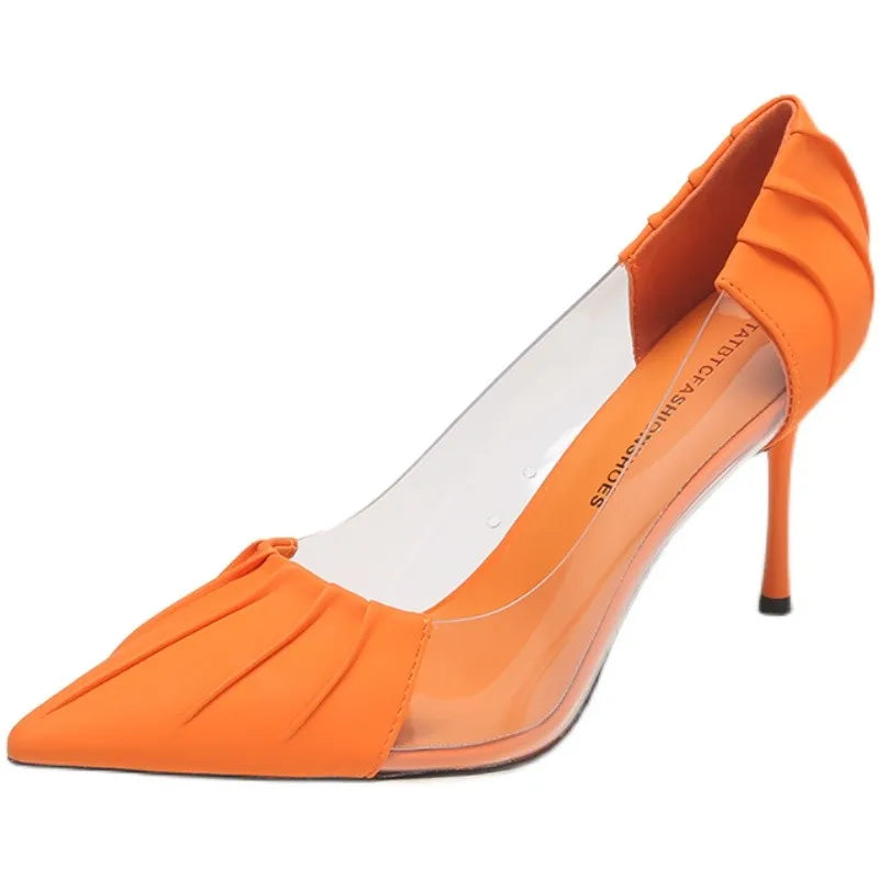 Rhinestone Pointed Baotou Transparent Stiletto High Heels Pumps