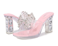 Rhinestones Bowknot Transparent PVC Platform Wedges High Heels Sandals