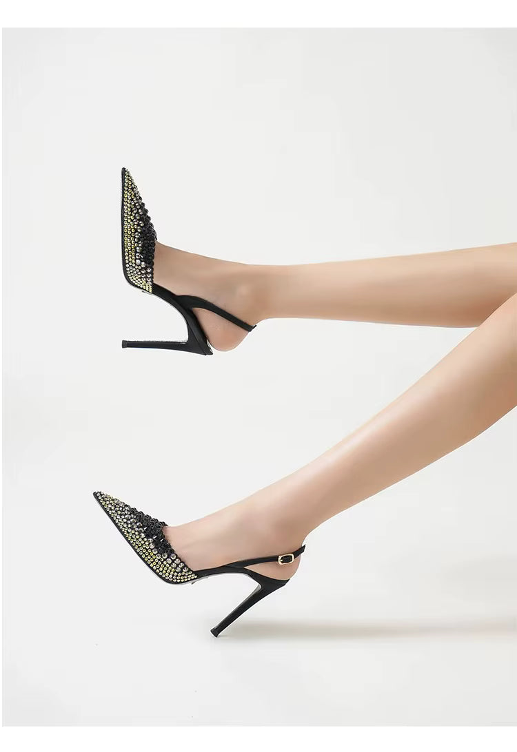 Rhinestones Gradient Slingbacks Pumps Stiletto High Heels