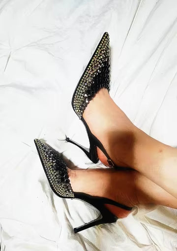 Rhinestones Gradient Slingbacks Pumps Stiletto High Heels