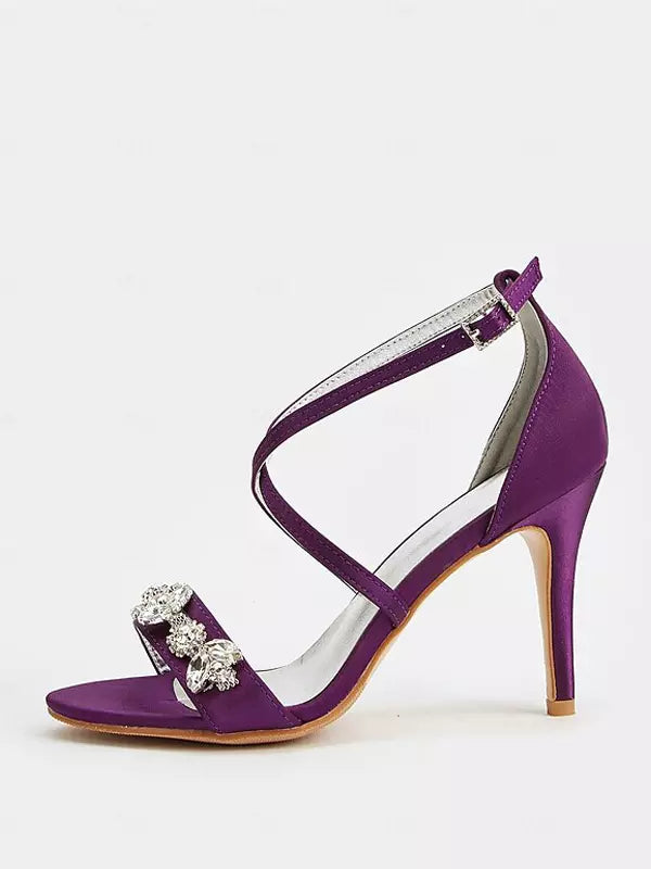Rhinestones Polyurethane Wedding Party Open Toe High Heel