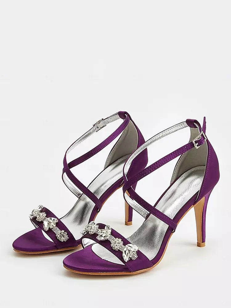 Rhinestones Polyurethane Wedding Party Open Toe High Heel