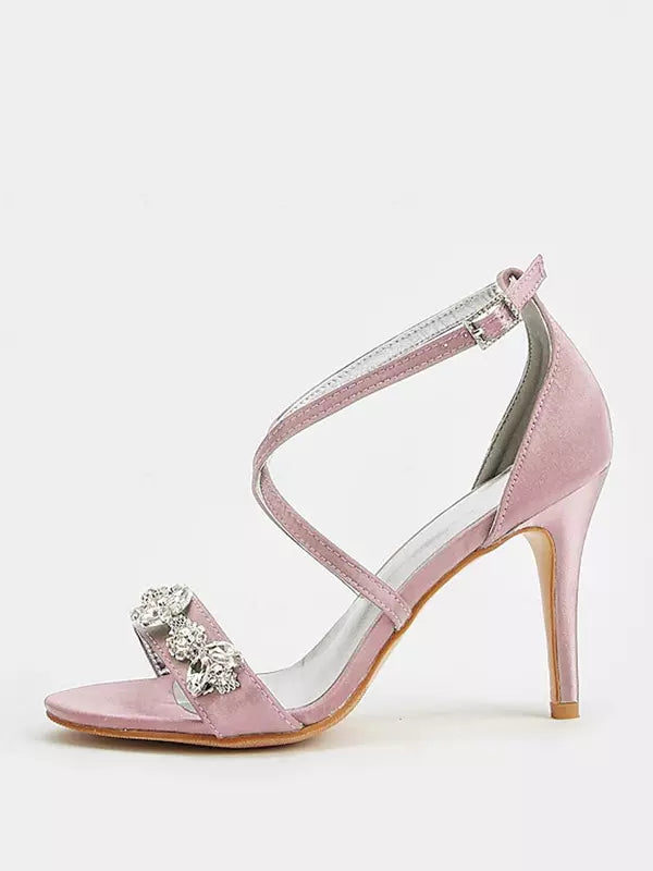 Rhinestones Polyurethane Wedding Party Open Toe High Heel