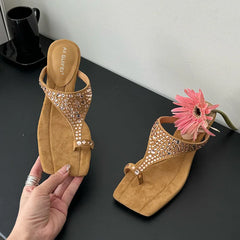 Rhinestones Rubber Bling Wedges High Heeled Sandals
