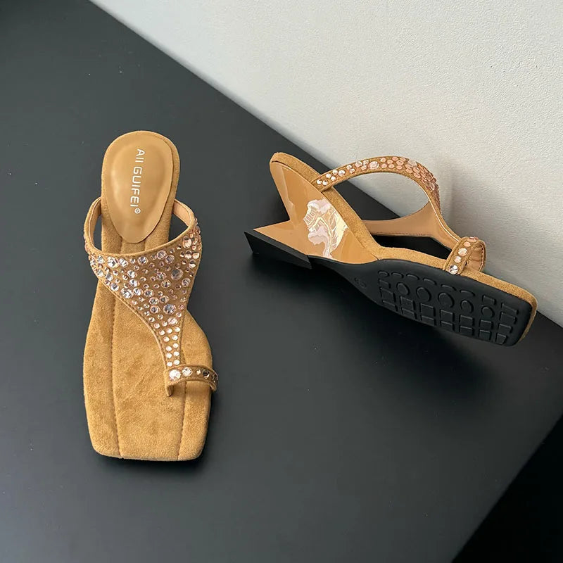 Rhinestones Rubber Bling Wedges High Heeled Sandals