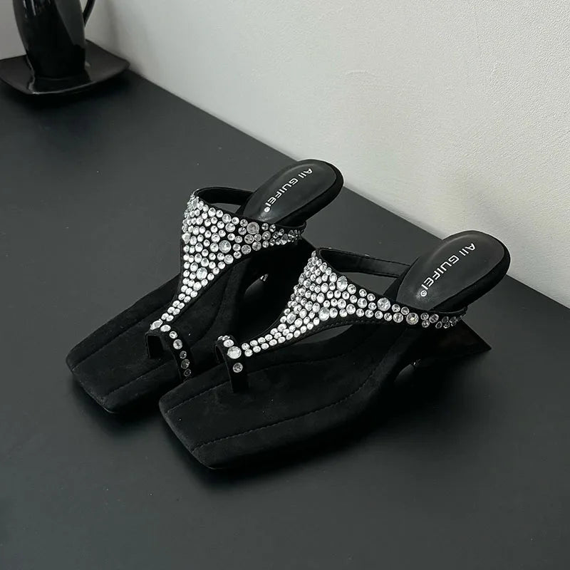 Rhinestones Rubber Bling Wedges High Heeled Sandals