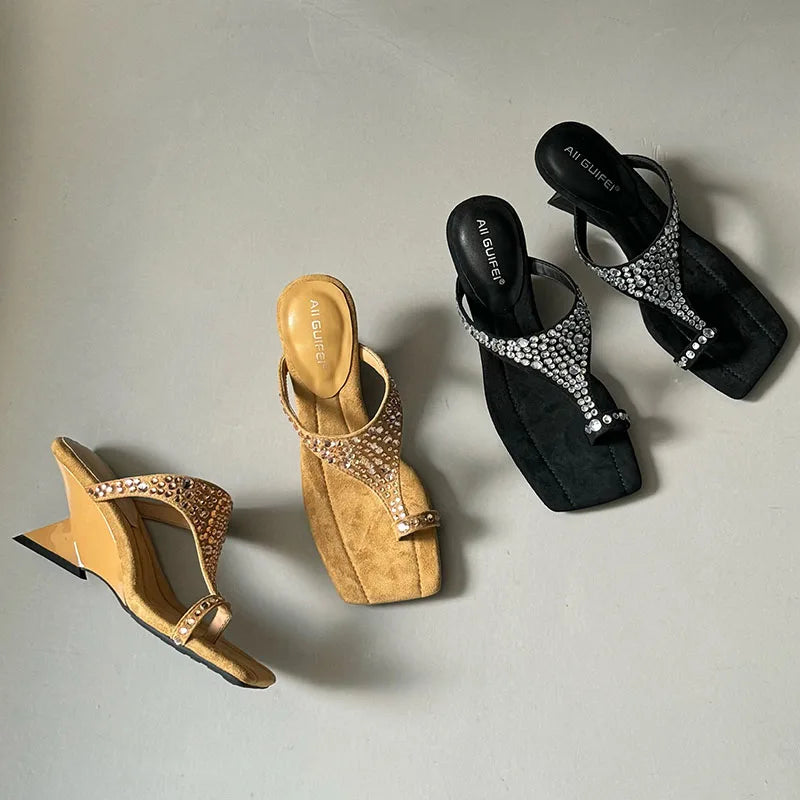 Rhinestones Rubber Bling Wedges High Heeled Sandals