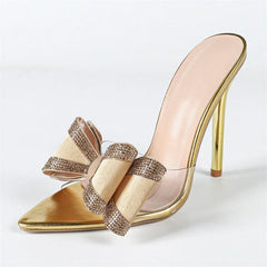 Roman Pointed Toe Butterfly-knot Thin Super High Heels Sandals