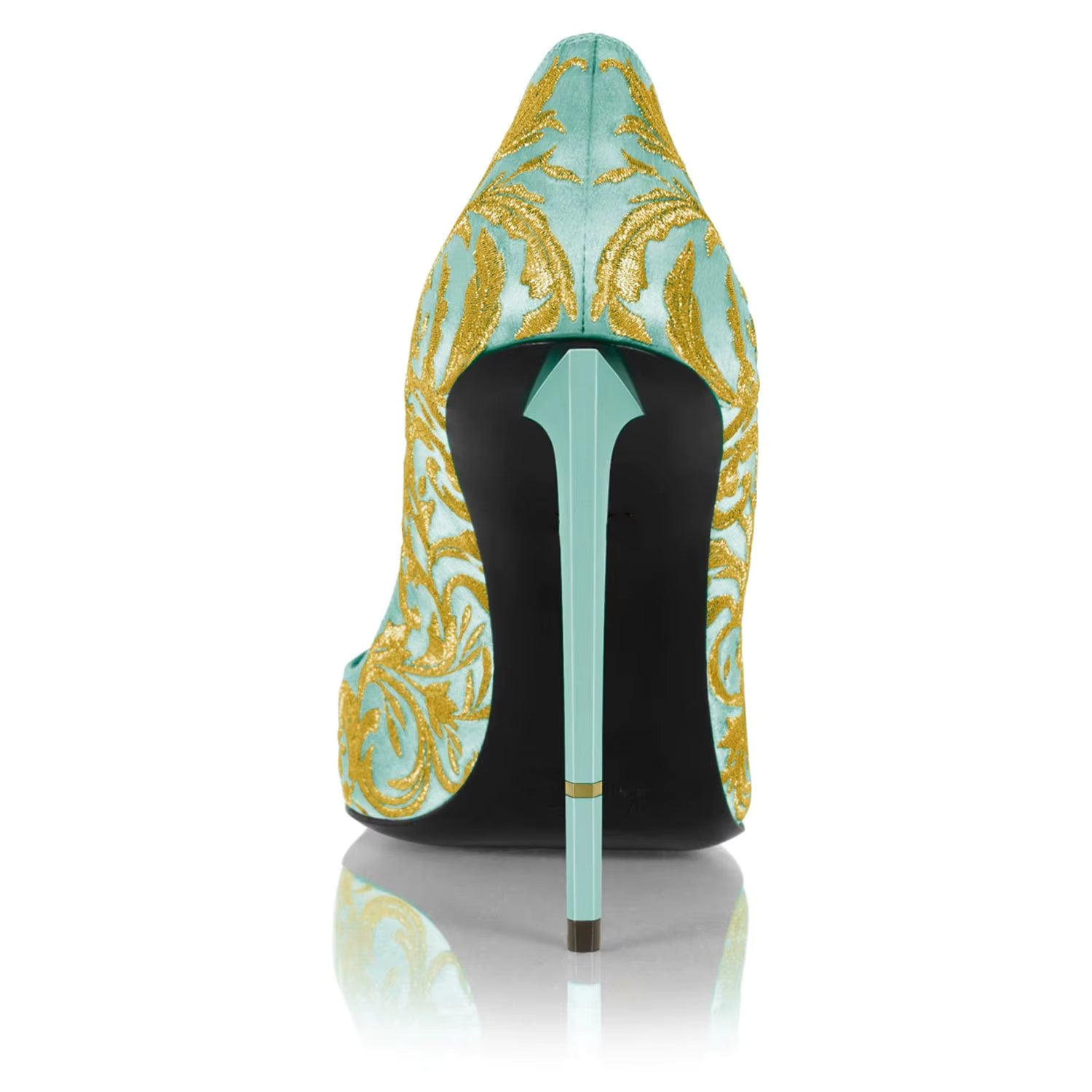 Luxury Silk Embroidered Stiletto Pumps Shallow High Heels Shoes