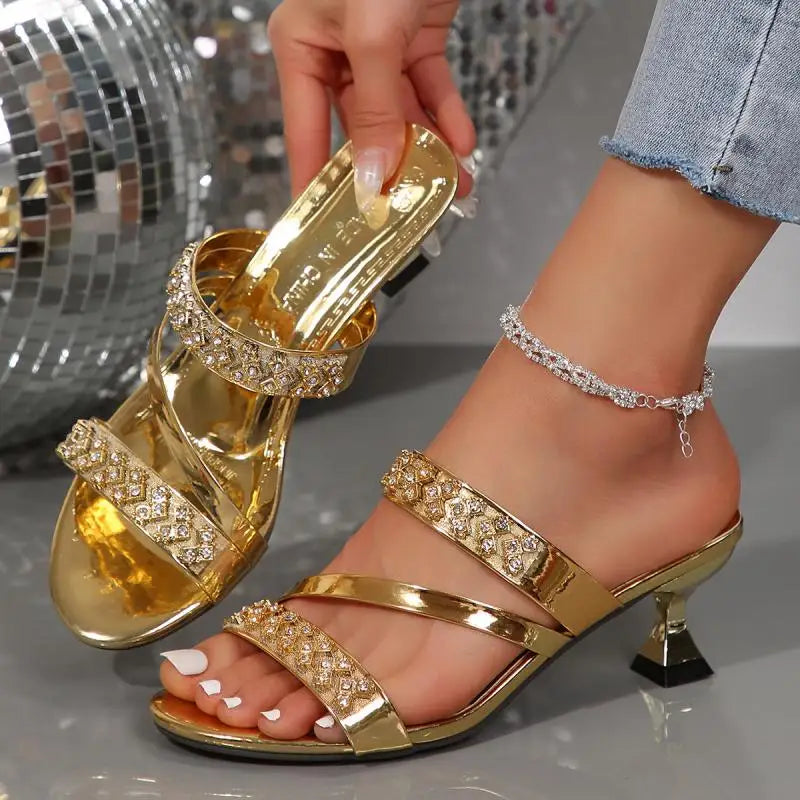 Slip On Plus Size Strange Style Crystal High Heels