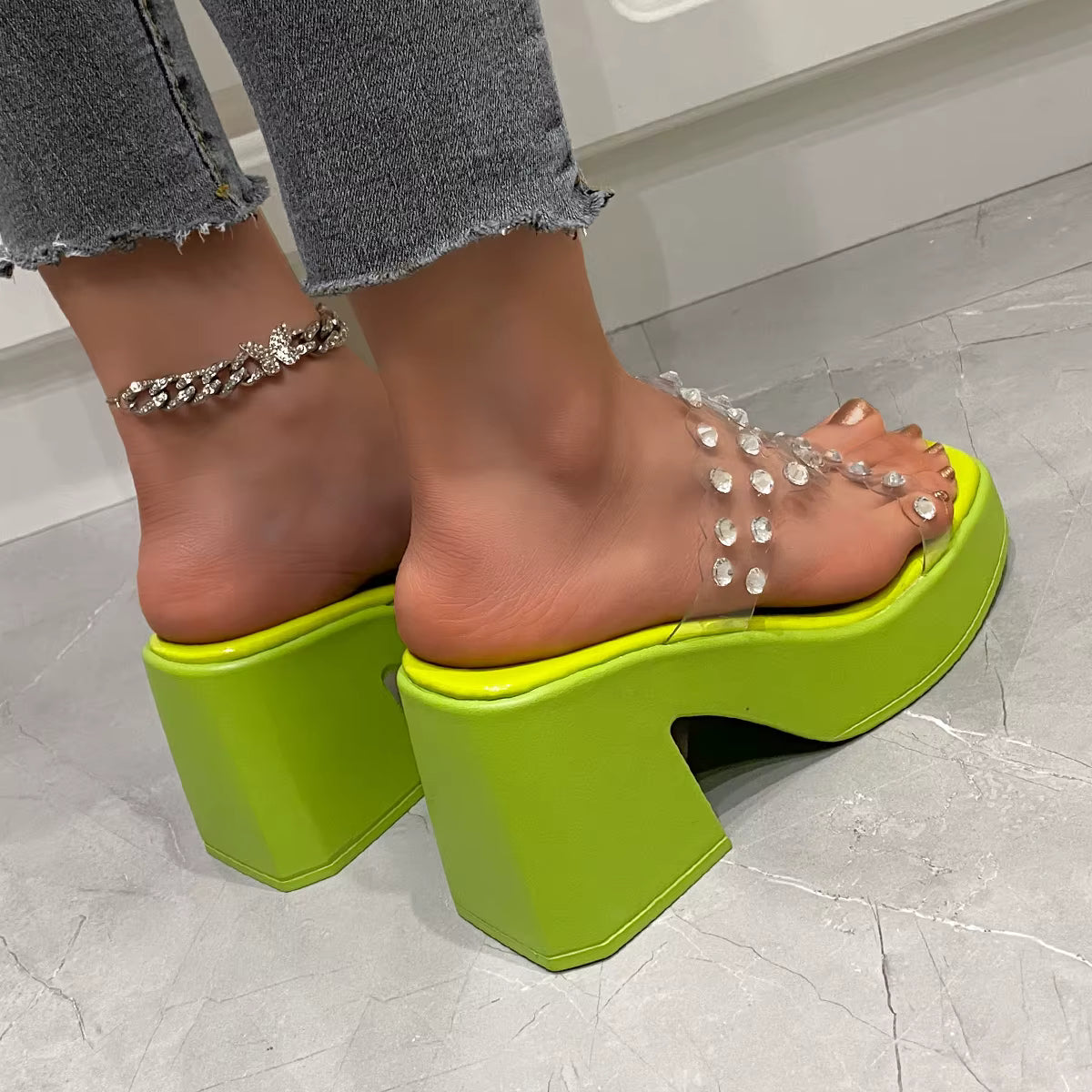 Luxury Transparent Slingback Pumps  PVC High Heels
