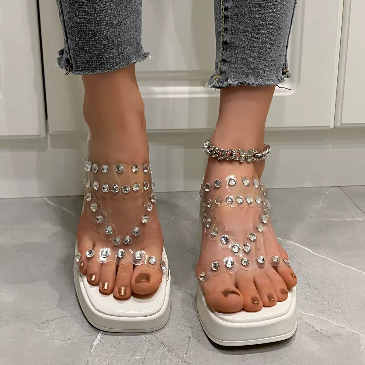 Luxury Transparent Slingback Pumps  PVC High Heels