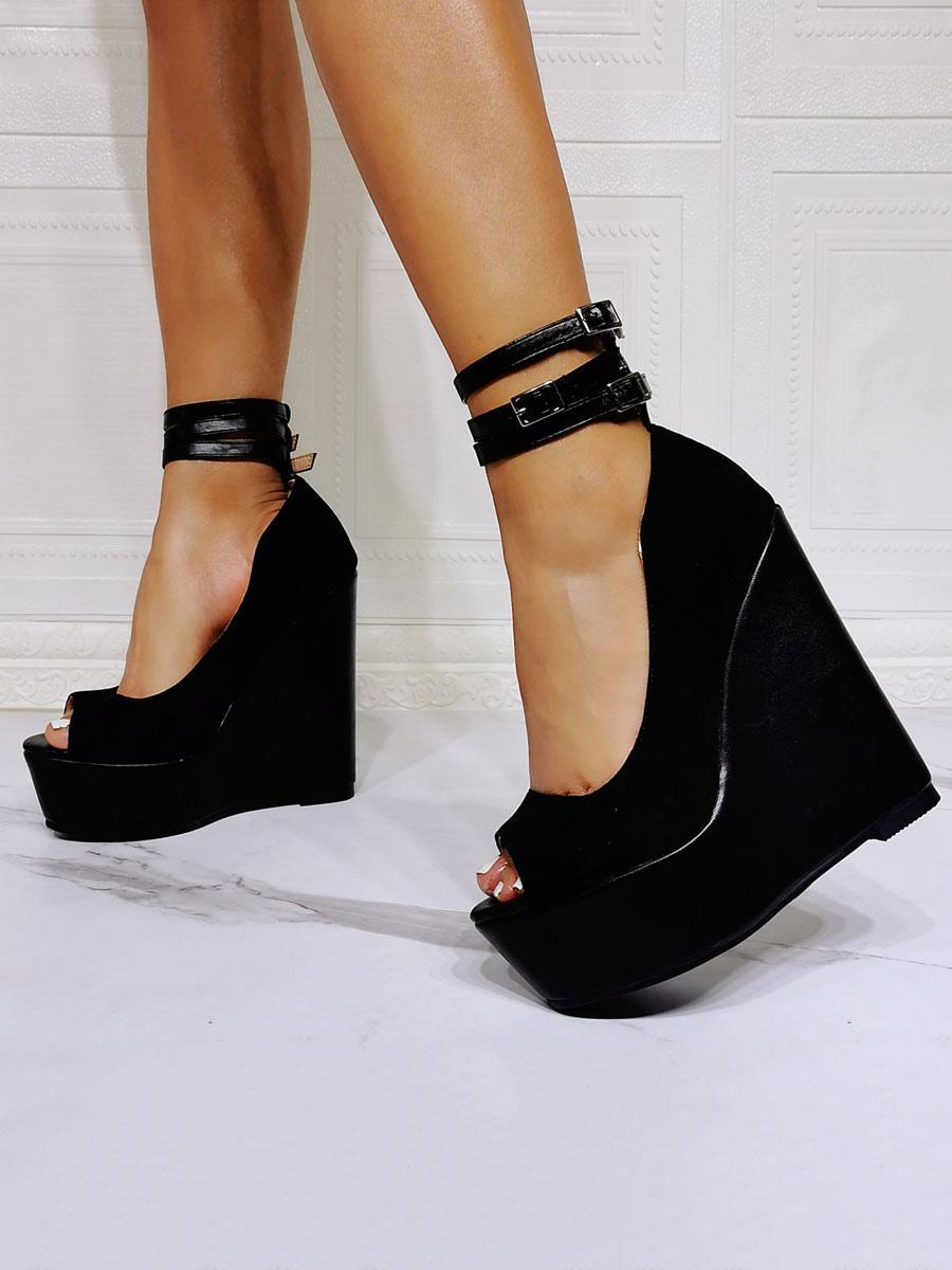Luxury Upper Ankle Strap  Peep Toe Wedge Heel