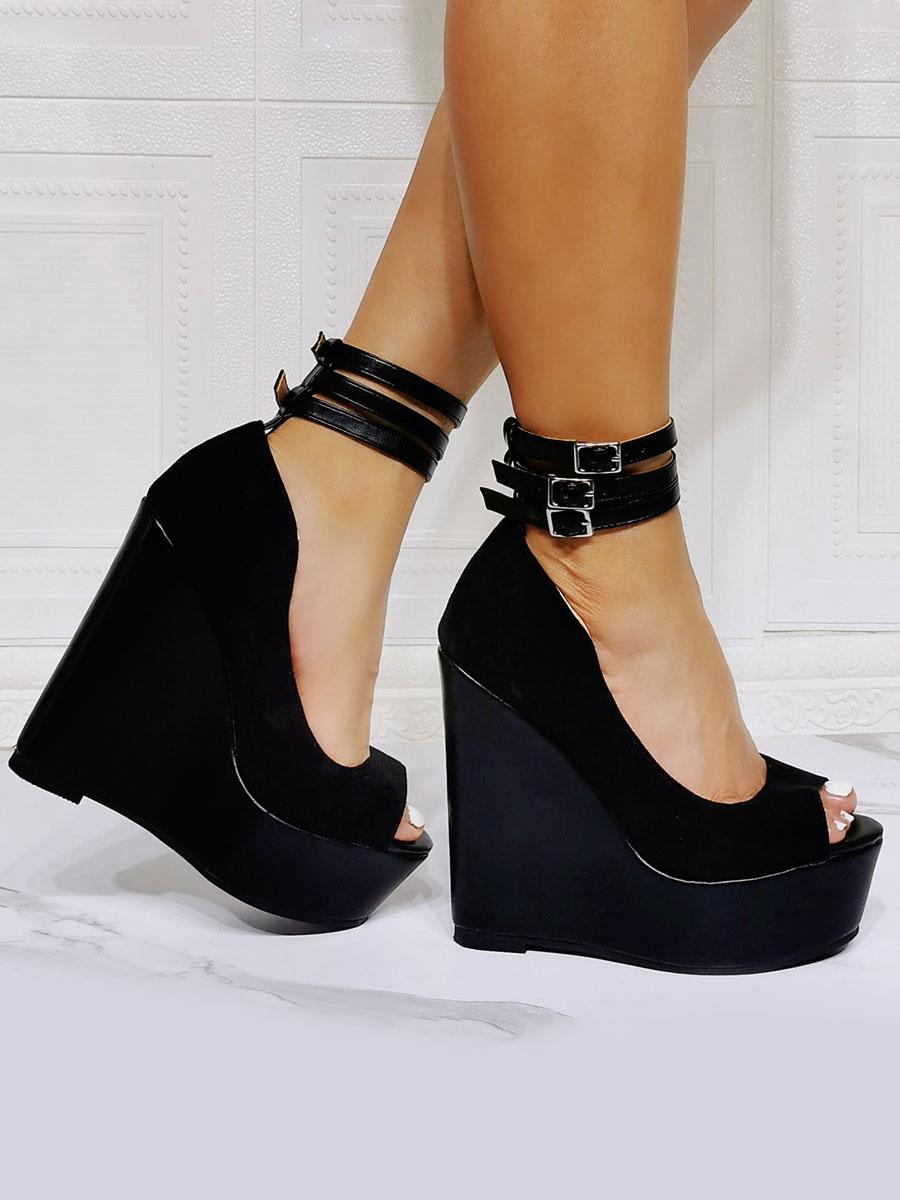 Luxury Upper Ankle Strap  Peep Toe Wedge Heel