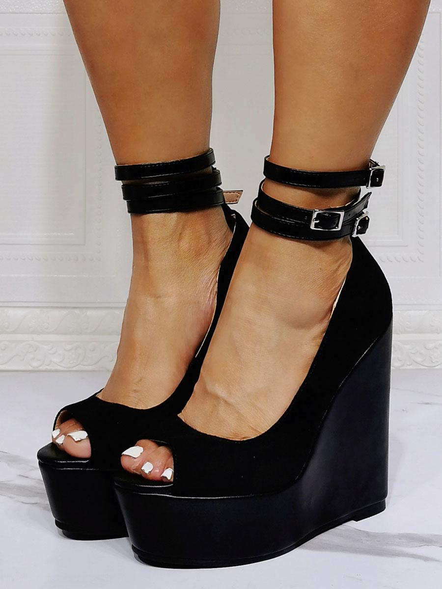 Luxury Upper Ankle Strap  Peep Toe Wedge Heel