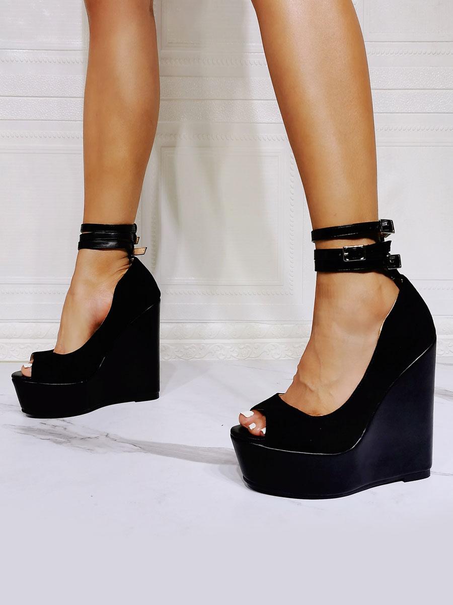 Luxury Upper Ankle Strap  Peep Toe Wedge Heel
