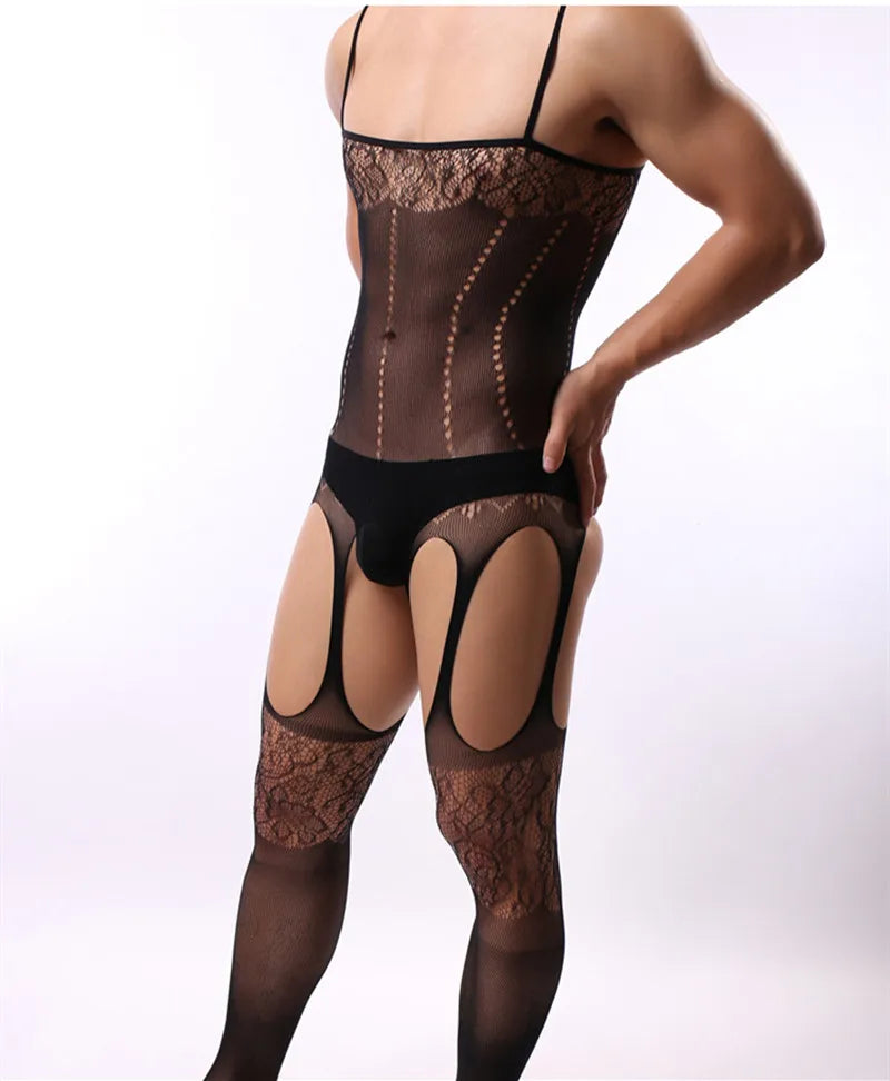 Men lingerie man bodysuit cosplay porno teddy intimates costumes intimates net underwear male tights full body