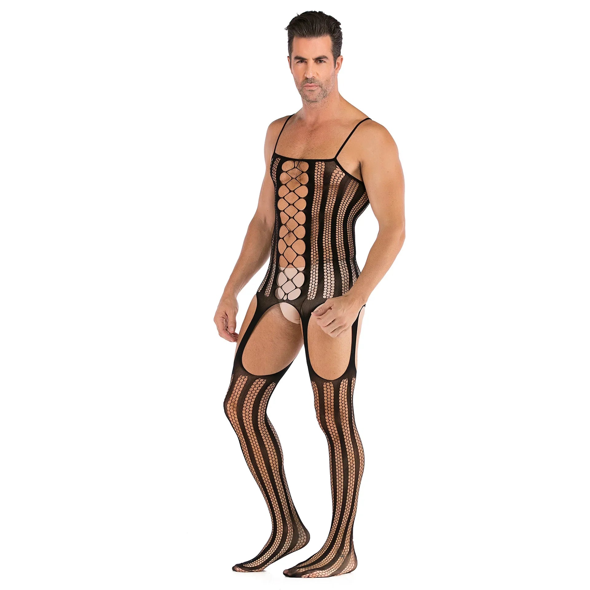 Men porno Lingerie Underwear Exotic bodysuit mesh net body Stockings Ultrathin Sling Netting hose pantyhose