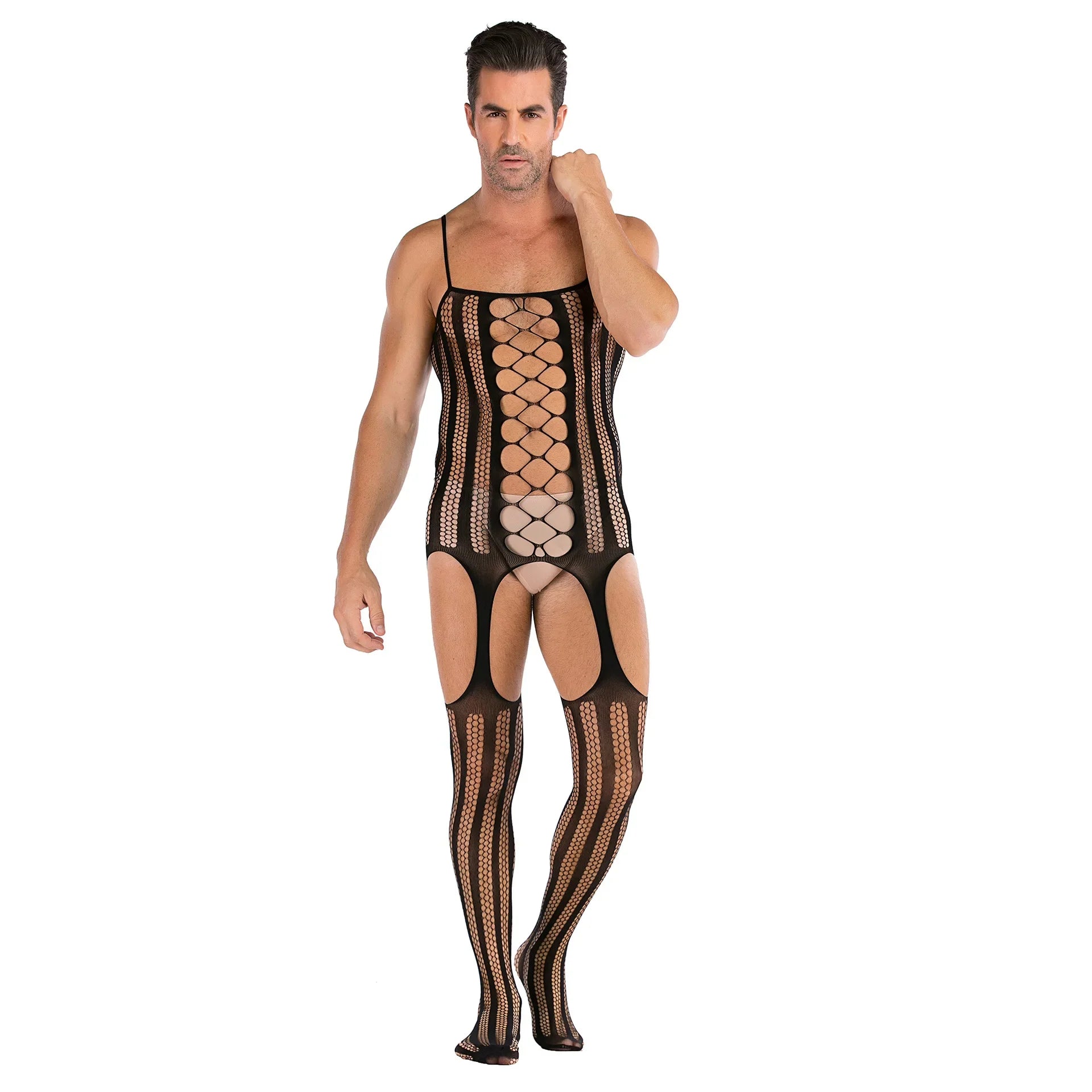 Men porno Lingerie Underwear Exotic bodysuit mesh net body Stockings Ultrathin Sling Netting hose pantyhose