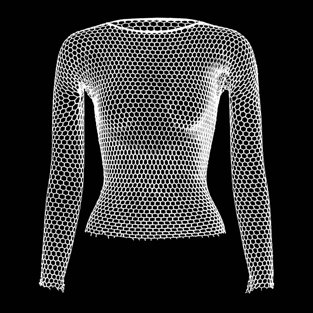 Men's Lingerie Mesh Top 1Piece Long Sleeve Hollow Out Underwear Cool Male Erotic Porno Nightwear