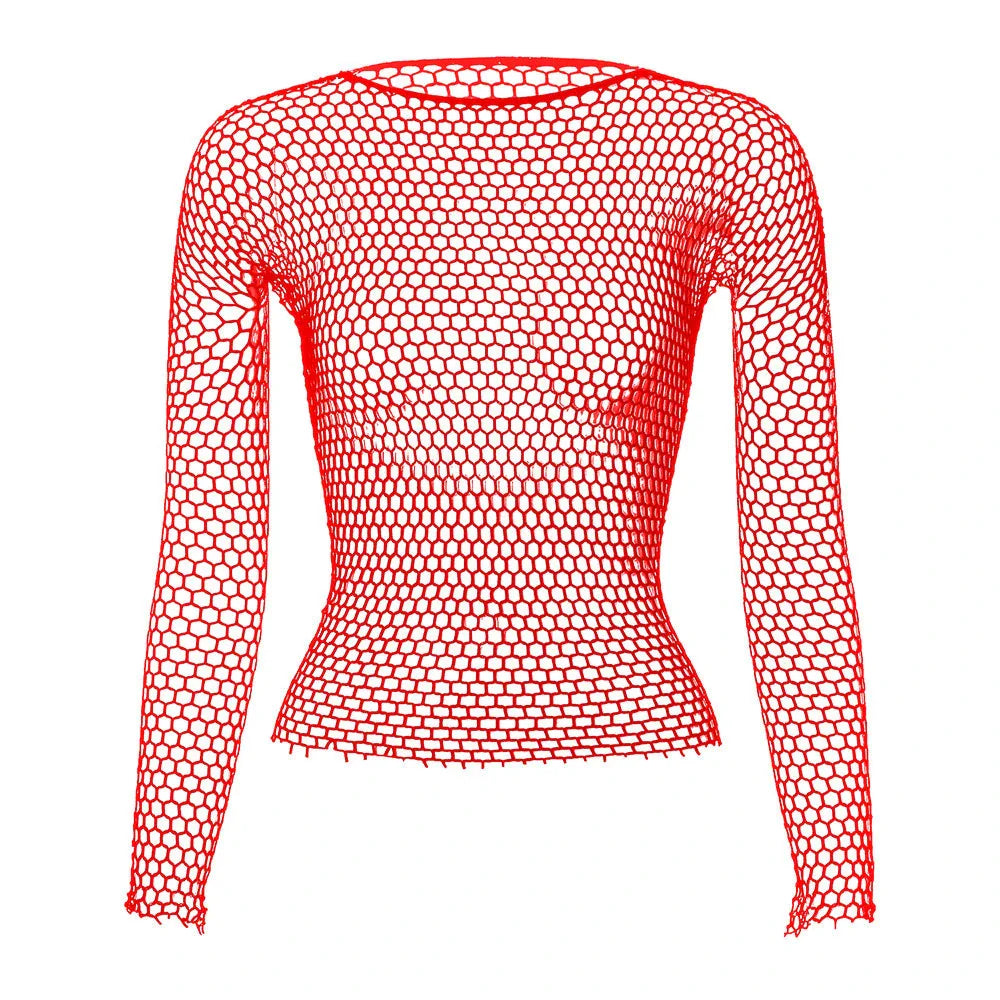 Men's Lingerie Mesh Top 1Piece Long Sleeve Hollow Out Underwear Cool Male Erotic Porno Nightwear