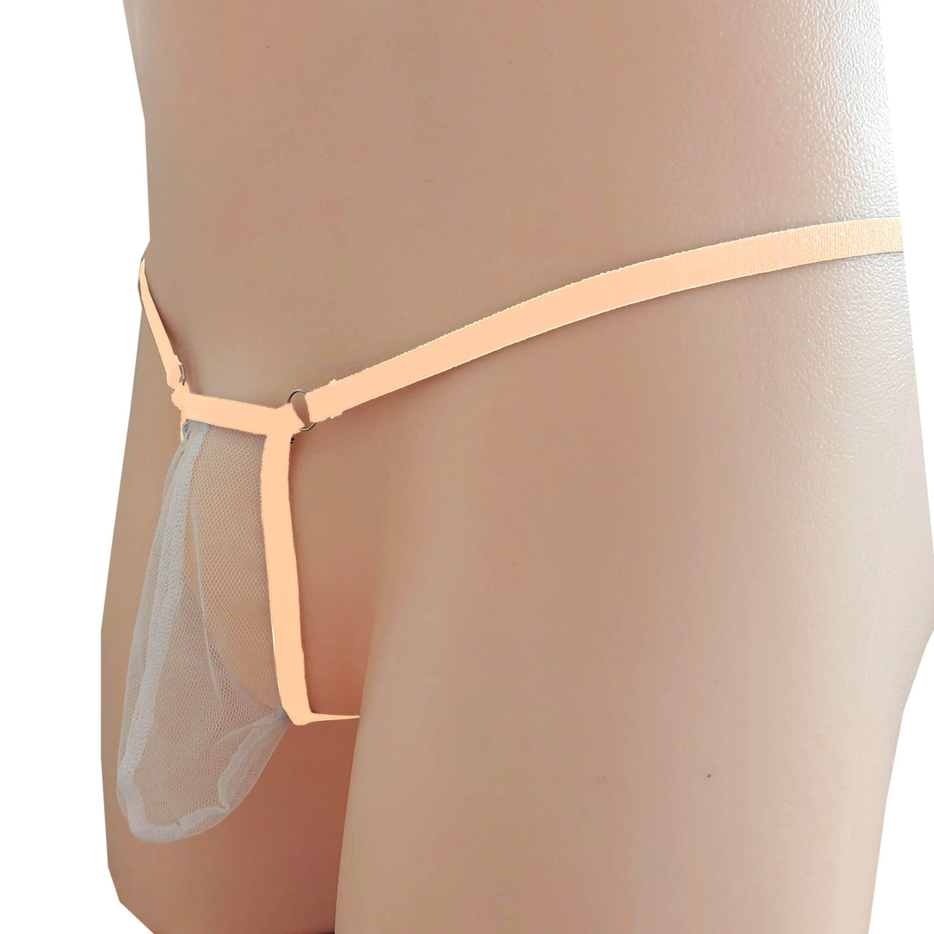 Men's lingerie pouch thong cross-border men's lingerie mesh see-through T-back pants
