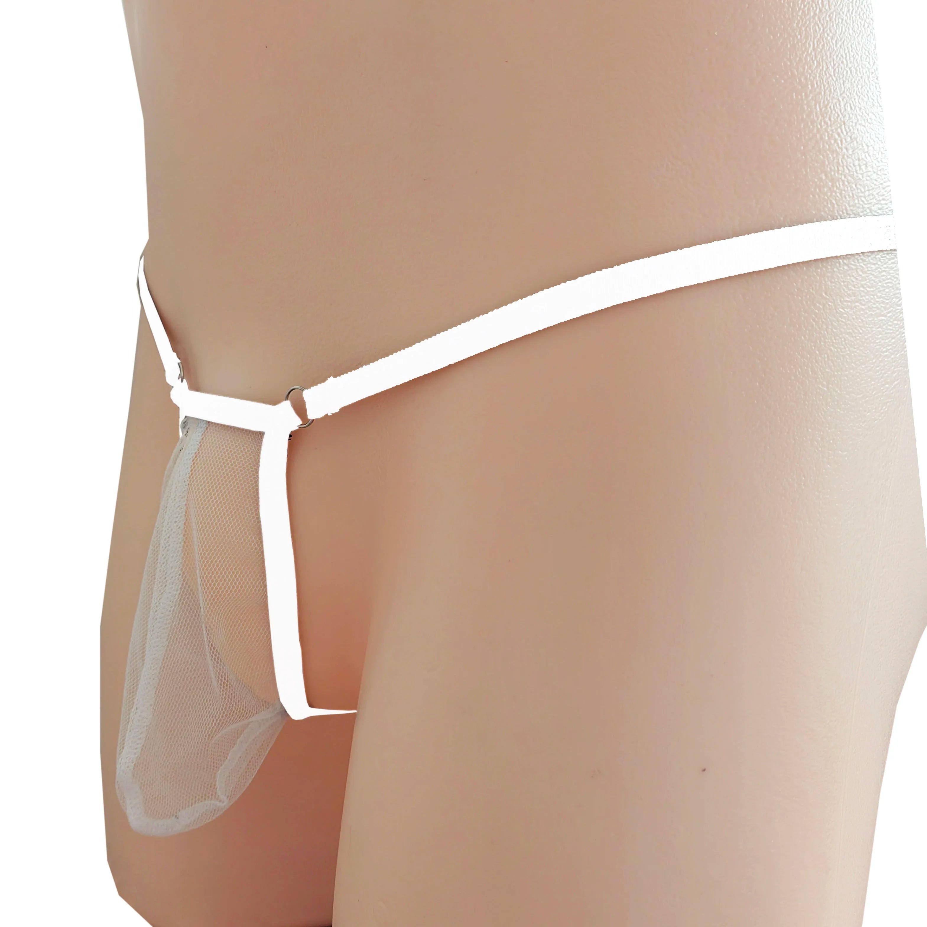 Men's lingerie pouch thong cross-border men's lingerie mesh see-through T-back pants