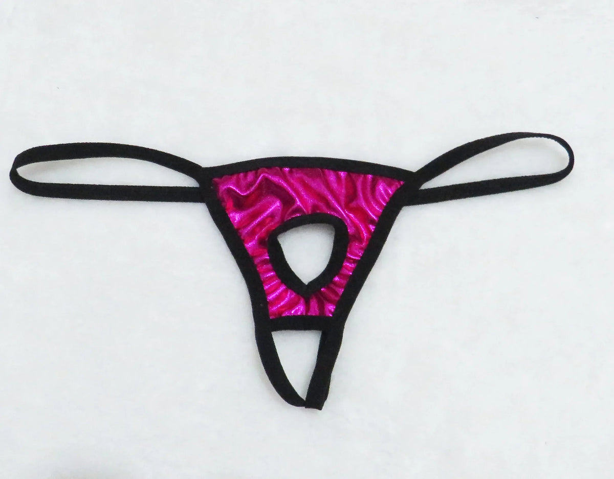 Men's thong low-rise thong Ultra-thin underwear Patent leather T-back underwear Men's thong underpants