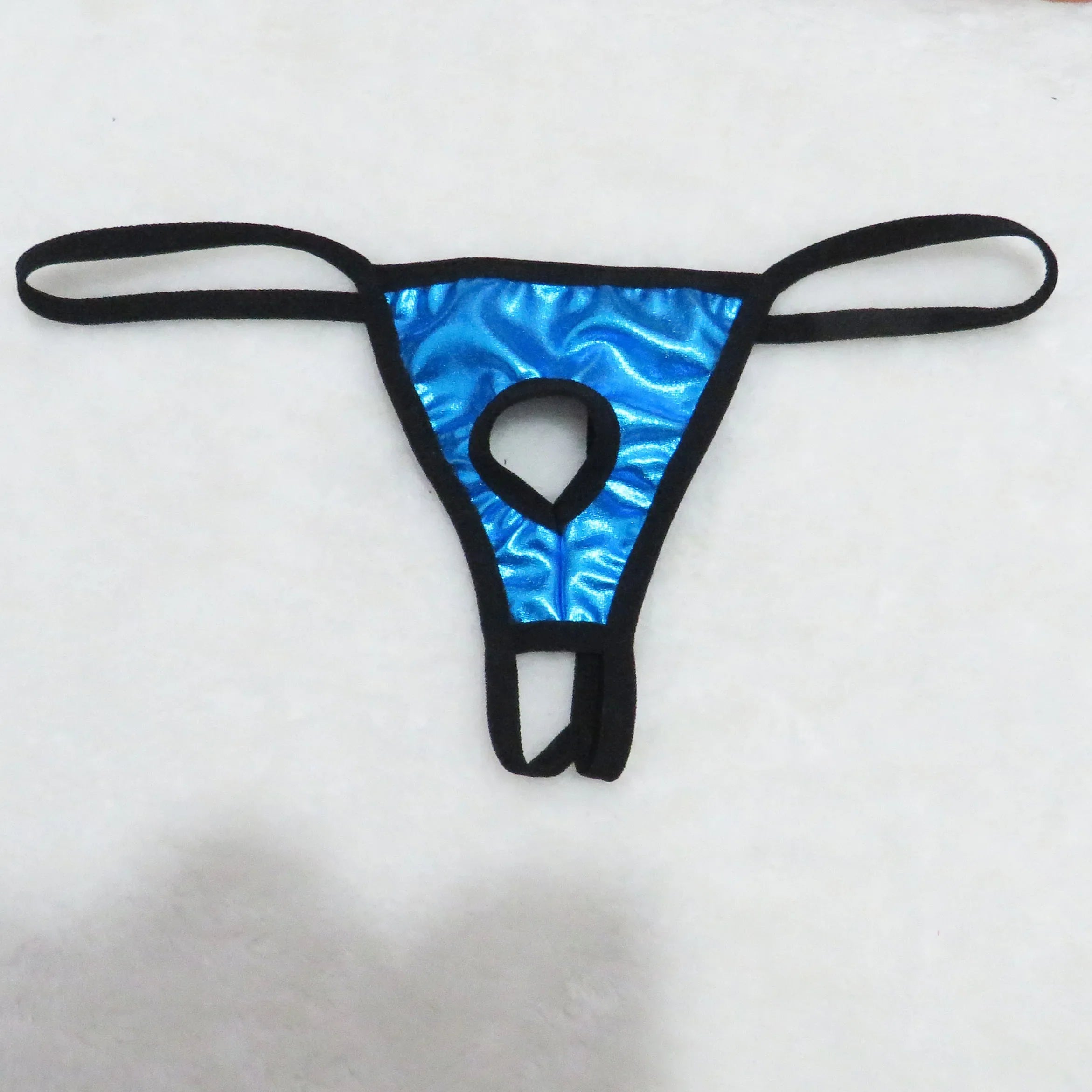 Men's thong low-rise thong Ultra-thin underwear Patent leather T-back underwear Men's thong underpants