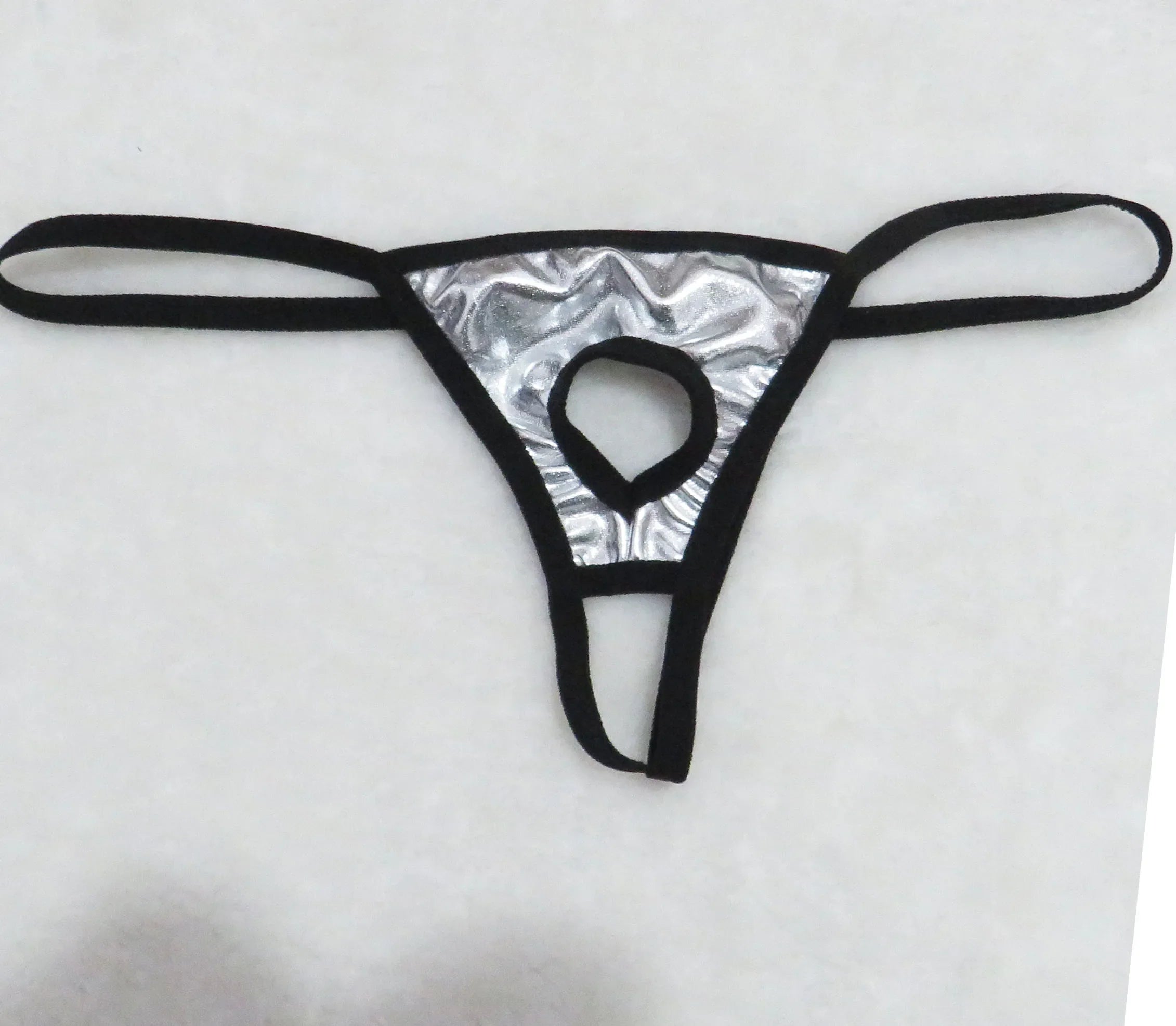 Men's thong low-rise thong Ultra-thin underwear Patent leather T-back underwear Men's thong underpants