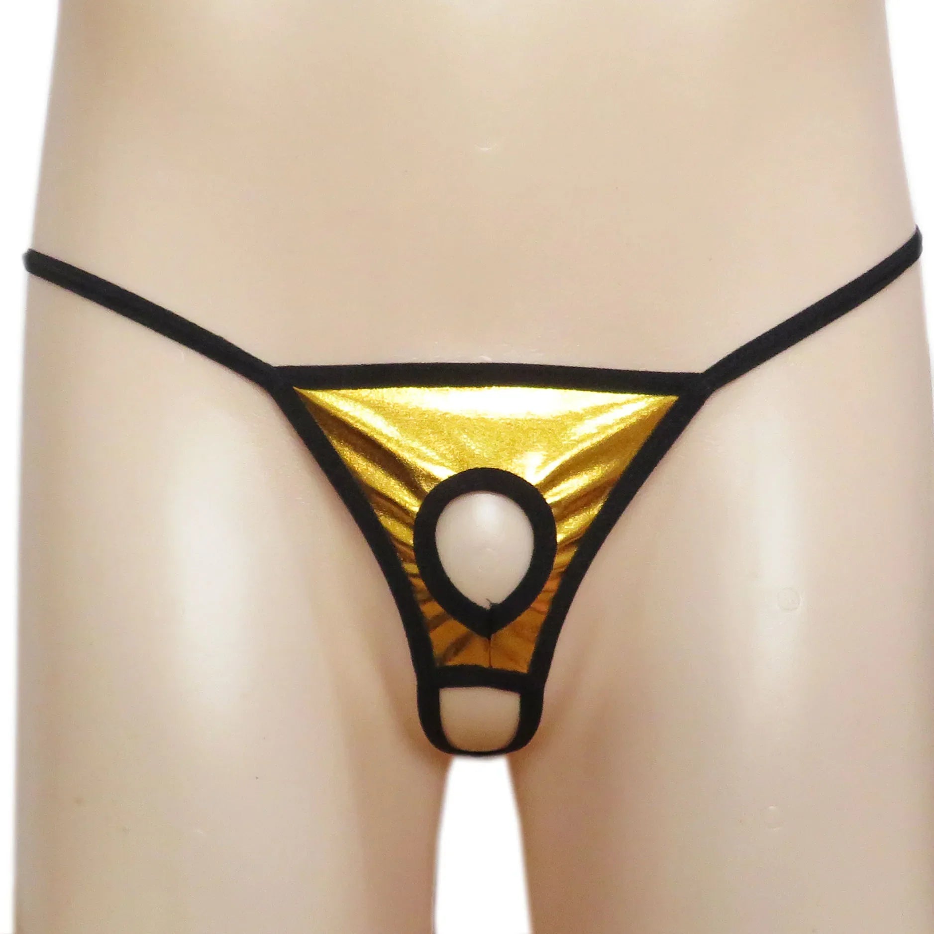 Men's thong low-rise thong Ultra-thin underwear Patent leather T-back underwear Men's thong underpants