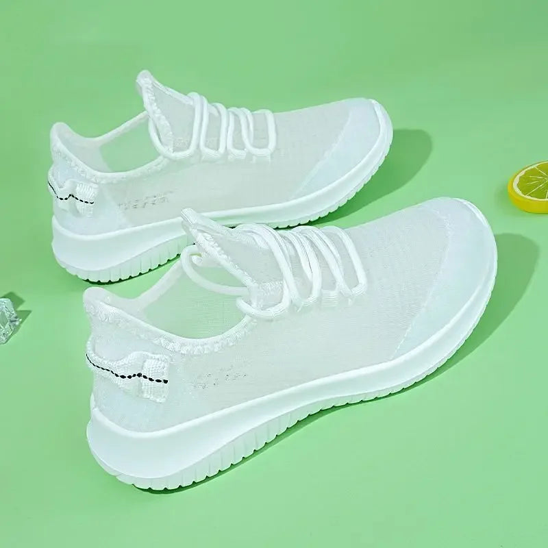 Mesh Breathe Casual Fashion Lace Up Light Sneakers Platform Sport Running Vulcanized Shoes