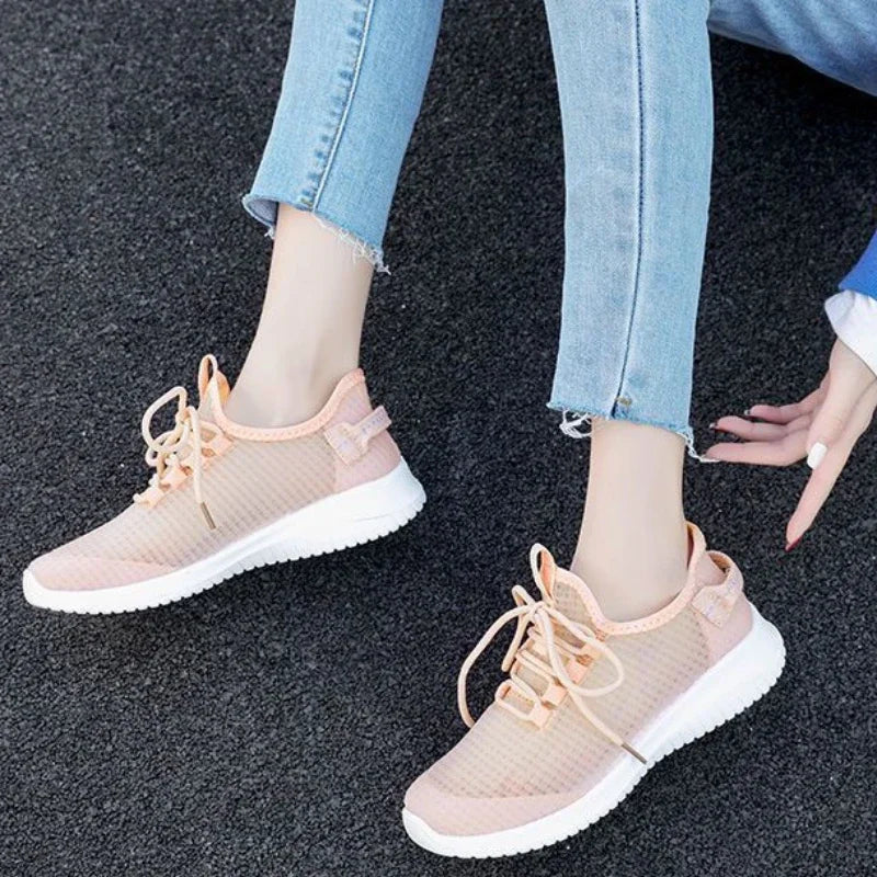 Mesh Breathe Casual Fashion Lace Up Light Sneakers Platform Sport Running Vulcanized Shoes