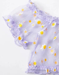 Mesh Floral Printed Off Shoulder 2Pcs Lingerie Set