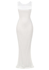 Mesh Insert Maxi Dress White